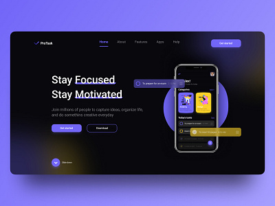 Task manager app - Website design