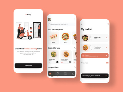 Lucy - Food delivery app by Dmytro Nedvyha on Dribbble