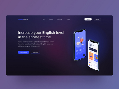 EnglishStudying - Website design concept 3d app design graphic design mobile app design mockup ui design uiux website website design