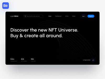 cryptoMeta | Concept Website Design artist branding dark mode dark theme nft nft website ui ui design uidesign web web design website design