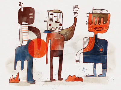 Three Folks doodles illustration