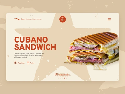 Cubano sandwich page comfort food cuba design food gastronomy landing page ps sandwich star ui warm web weeklywarmup