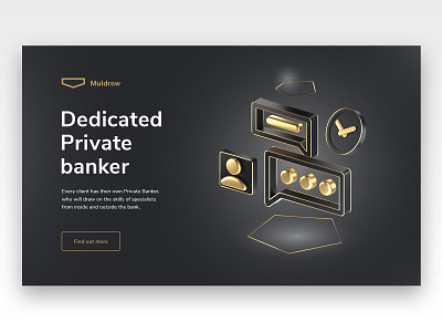 Private banking site, private banker icon 3d animation bank banking banking website branding cinema4d design finance financial service illustration landing page private equity redshift website