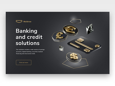 Private banking site, credit solutions icon 3d bank banking banking website card cinema4d credit creditcard design illustration landing page redshift website