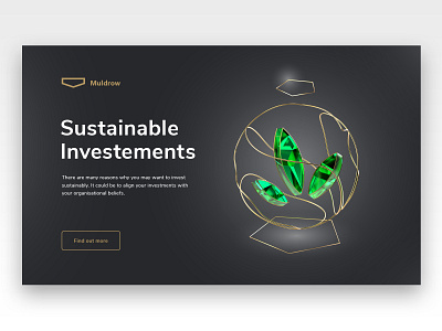 Private banking site, sustainable investements icon 3d bank banking banking website cinema4d crystal design emerald green illustration landing page redshift sustainable website