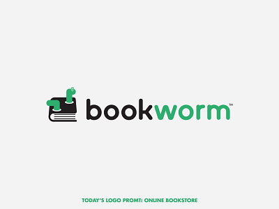 BookWorm online bookstore (day 14 of 99) design illustrator logo thirtylogos thirtylogoschallenge vector
