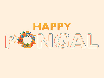 Happy Pongal happypongal happypongal illustration illustrator logo typeface typo typogaphy