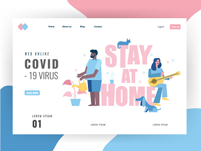 STAY AT HOME activity cat character coronavirus covid 19 design dog flat graphic illustration landing page people pet stay home ui vector website