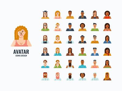 Avatar flat icon set avatar character design flat graphic icon icons illustration people ui vector website