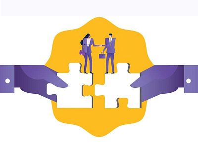 Partnership business design flat graphic illustration partnership people puzzle teamwork vector