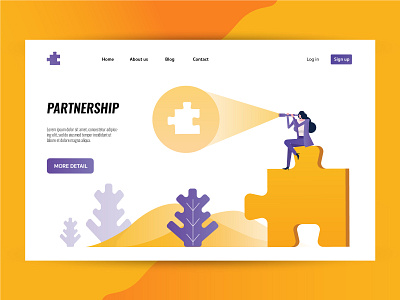 Partnership Landing Page business concept design flat graphic icon illustration landing page partnership puzzle team ui website
