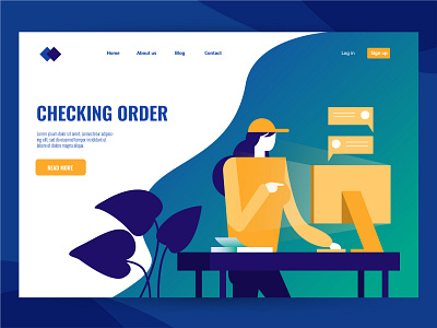Checking Order Landing Page business chatting cloud communication design e commerce flat graphic headers illustration landing page message network ordering ui ux vector website
