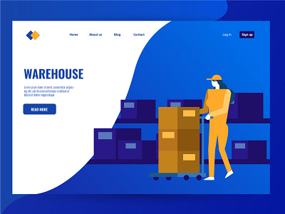 Warehouse design flat graphic header exploration illustration industry landing page ui vector warehouse website