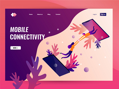 Connectivity communication connect design flat graphic illustration landing page mobile people phone space time ui vector website