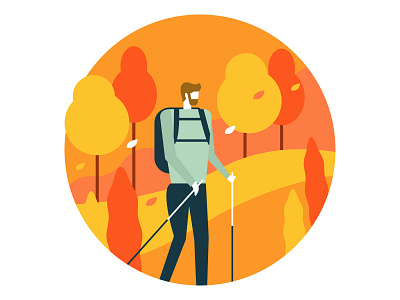 Hiking in Autumn activity autumn design flat graphic hiking icon illustration man outdoor seasonal sport vector