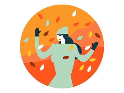 Enjoy your Autumn!! activity autumn cute design enjoy flat forest graphic happy illustration leaf people seasonal vector woman