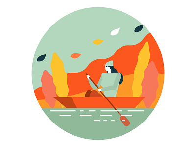 Autumn Boating activity autumn boating design flat graphic icon illustration logo rest seasonal sport vector woman