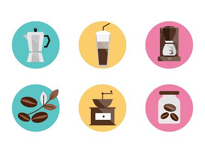 Coffee Icon Set ( Free for Download) branding cafe coffee design download flat free graphic icon icons logo svg ui vector website