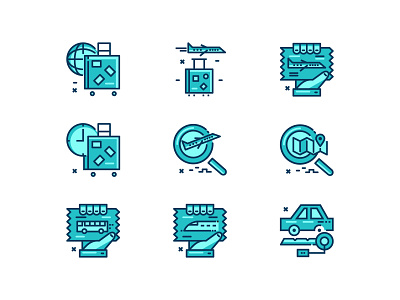 Travel Icons !! airplane airport bus design flat graphic icon icons illustration railway taxi ticket transportation travel ui vector world