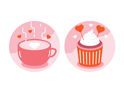 Love coffee time!! coffee cup of coffee cupcake design flat food graphic icon icons illustration love ui valentine valentine day vector