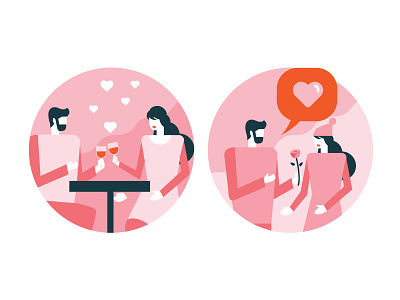 Romantic Moments !! datting design dinner flat graphic icon illustration love people romance romantic valentine valentine day vector