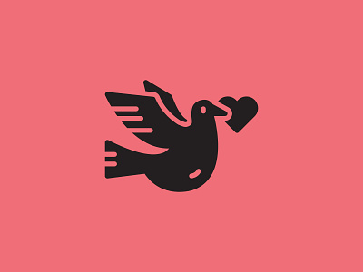 Bird with heart icon. bird black design flat glyphicons graphic heart icon icons logo love ui valentine vector