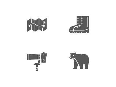 Camping icons activity bear camera design direction icon icon set icons map photograph ui vector website