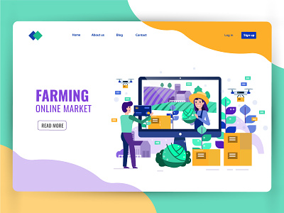 Smart farming and Online market concept. Landing page design. delivery design flat graphic icon icons illustration landing page marketing online people ui ux vector website
