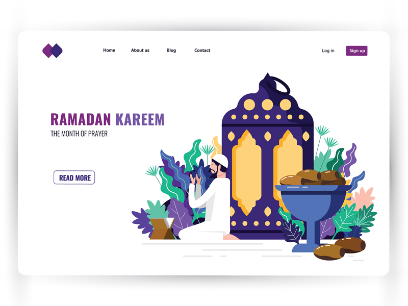 Month of Ramadan : landing page pray prayer nature webpage ux header page website graphic character vector design illustration landing page arab ui ramadan kareem ramadan