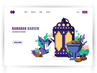 Month of Ramadan : landing page arab character design graphic header page illustration landing page nature pray prayer ramadan ramadan kareem ui ux vector webpage website