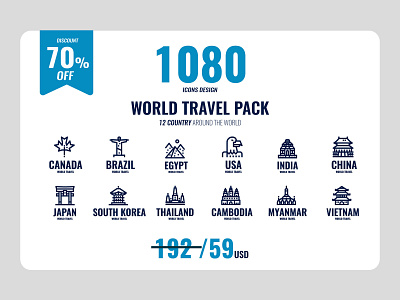 World travel icons bundle