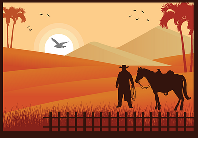 COWBOY animal art animation bestvector cartoon characterdesign colour and lines colour palette desert designer gradient graphics horse idea illustration logo vector vectors