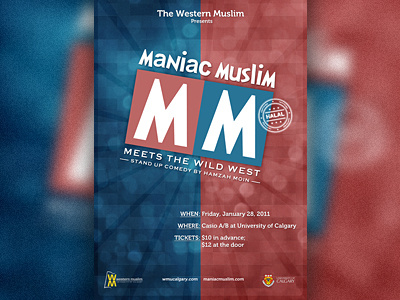 Maniac Muslim art blue comedy design digital maniac muslim poster red