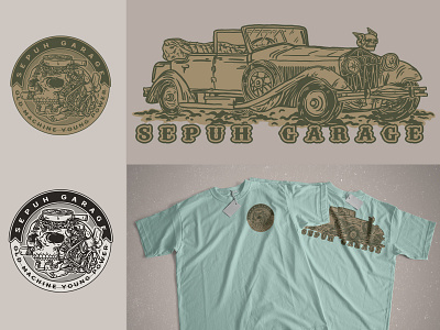 illustration "sepuh garage" old machine young power american branding design designforsale designilustration icon illustration logo merchandise vintage