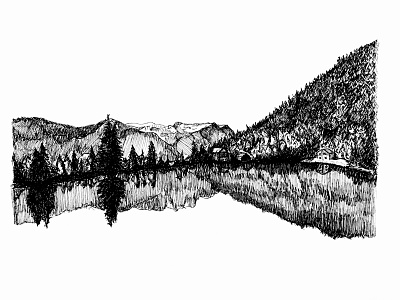 mirrored mountains art artwork drawing illustraion illustration
