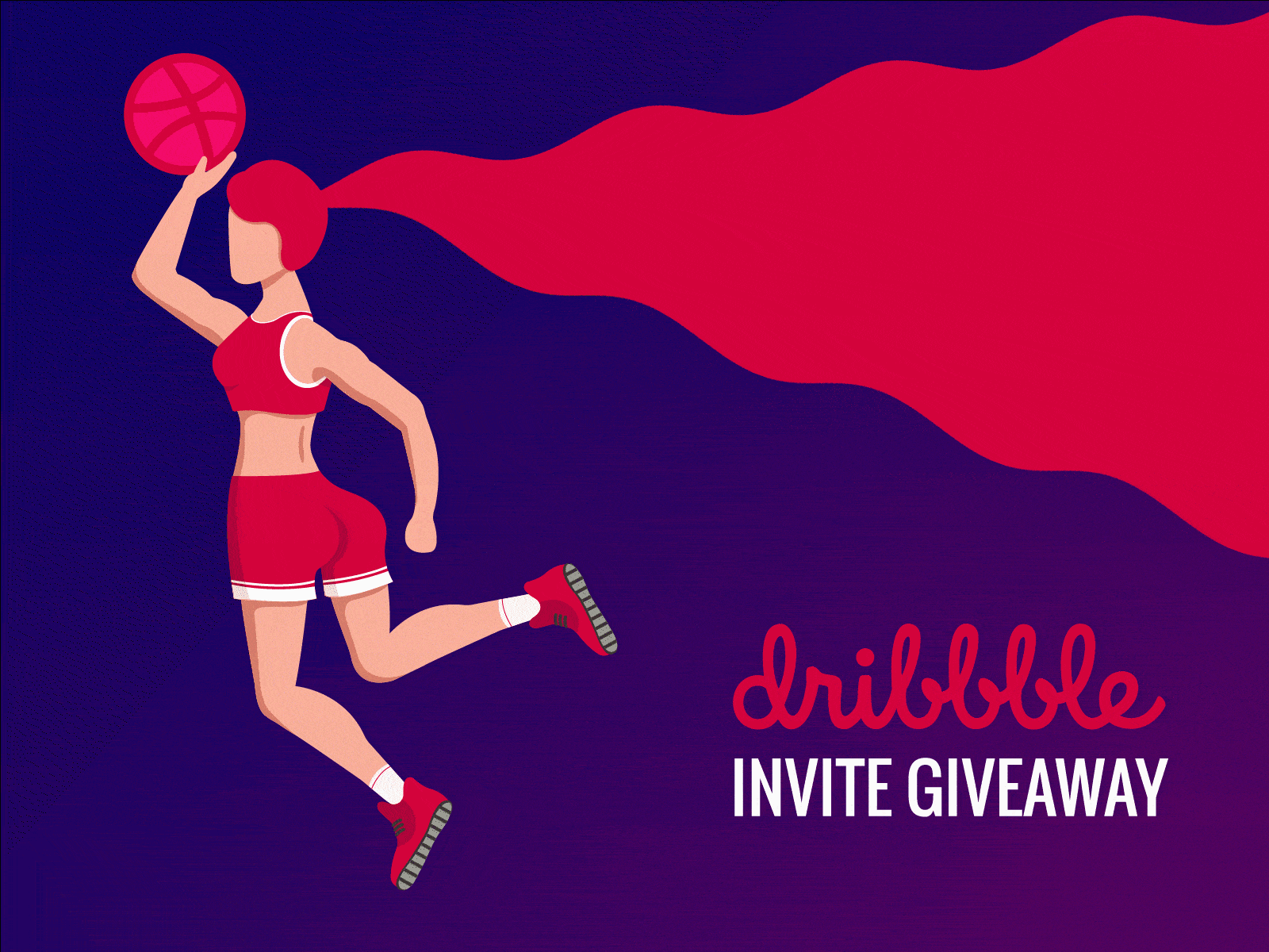 Dribbble invite giveaway 2d animated animation basketball basketball player dribbble invite fitness flat design gradient illustration invitation invite join dribbble join us sport sport illustration vector workout