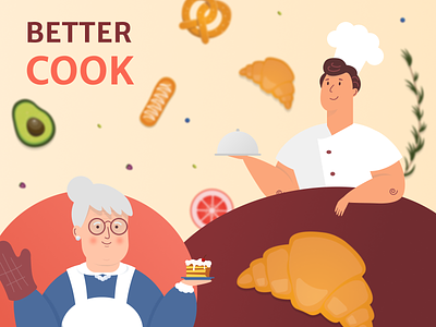 BETTERCOOK - everyday recipes and cooking tips branding branding design cake chef colorful cookie cooking cooking app cuisines food food app food illustration grandma grandmother illustrations inspiration pastry people illustration recipes app tasty
