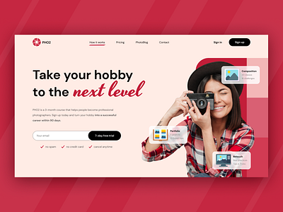 Photography course - Landing page