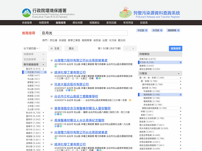 Pollutant Release and Transfer Register Website data tables design design ui ux web design