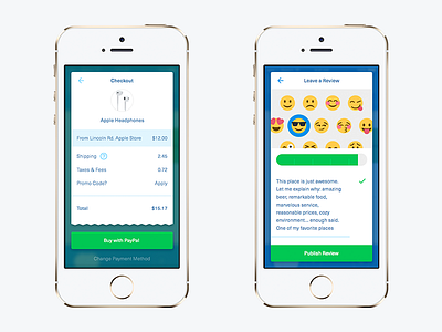 Checkout and Review checkout discovery emoji mobile reviews sketch ui