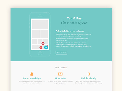 Tap & Pay - Landing page blue customers flat icons iphone landingpage mobile onepage webdesign website