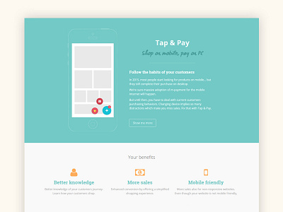 Tap & Pay - Landing page blue customers flat icons iphone landingpage mobile onepage webdesign website