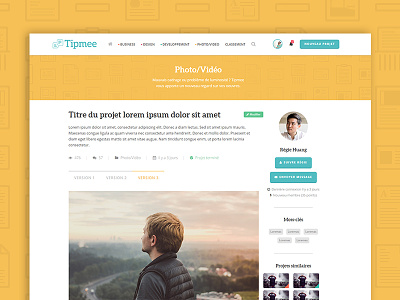 Single Project - Tipmee community flat design header hero pattern project single thumbnail website yellow