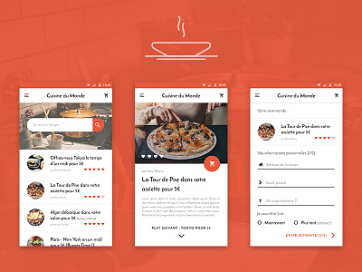 Food App Design app food list material design meal order pizza search step ui