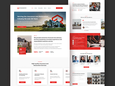 Fire and Restoration Appraisals building claim clean healthcare house icon insurance life mobile money red typography ui urban ux website