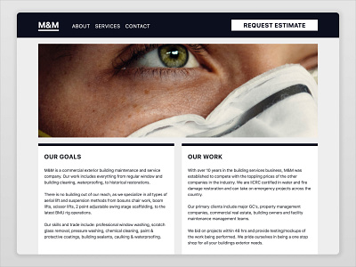 MM Building Services – 1 Pager handcoded prototype ui design