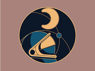commemorative space travel pin 2d badge blue circles colour flat graphic grid harmony helmet logo space
