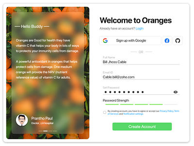 sign up oranges branding design enter facebook feedback form google login oranges signin signupp success