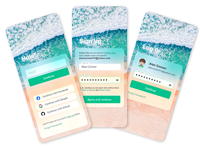 sign in sign up - mobile adobe xd app beach clean daily ui design digital interface layout login mobile modern new screens sign in sign up simple start ui uidesign