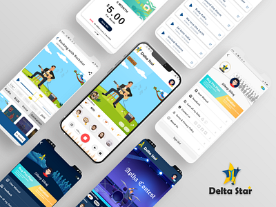 Delta Star - Music App Mockup ai app app challenge childern creative design digital mic mobile mobile app mock up music recording singing song songs star ui ui design uiux